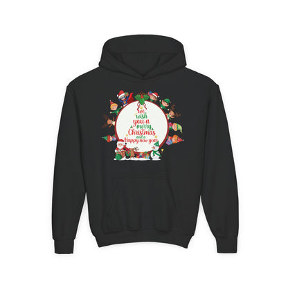 Youth Heavy Blend Hooded Sweatshirt - We wish you a merry christmas - [[{"value":"Wonderwear Kid"}]]