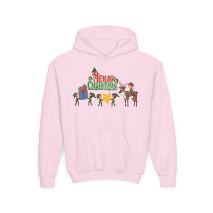 Youth Heavy Blend Hooded Sweatshirt - Merry christmas and reindeer - [[{"value":"Wonderwear Kid"}]]