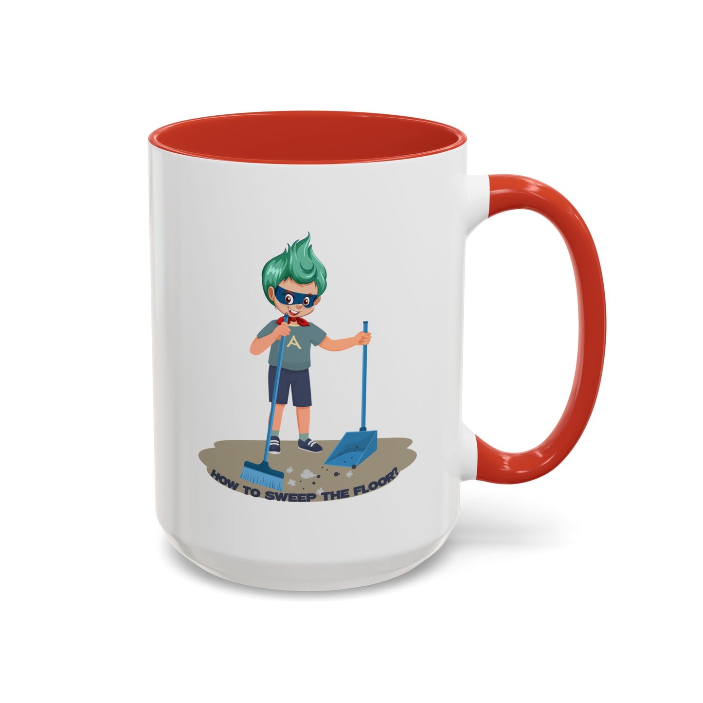 Accent Coffee Mug - Super kiddo sweeping floor