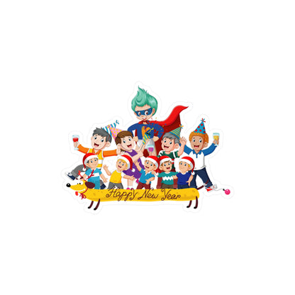 Christmas Kiss-Cut Vinyl Decals – Happy new year with friends - [[{"value":"Wonderwear Kid"}]]