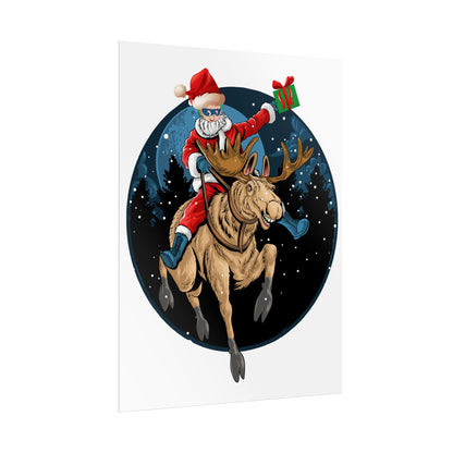 Rolled Posters - Super kiddo riding a reindeer - [[{"value":"Wonderwear Kid"}]]