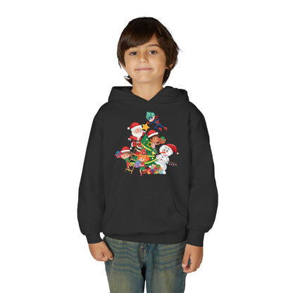 Youth Heavy Blend Hooded Sweatshirt - Super kiddo making christmas tree - [[{"value":"Wonderwear Kid"}]]