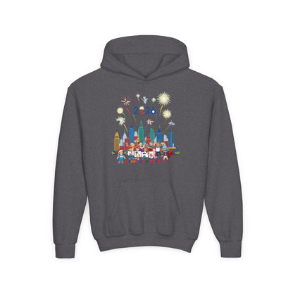 Youth Heavy Blend Hooded Sweatshirt - Happy new year with fireworks - [[{"value":"Wonderwear Kid"}]]