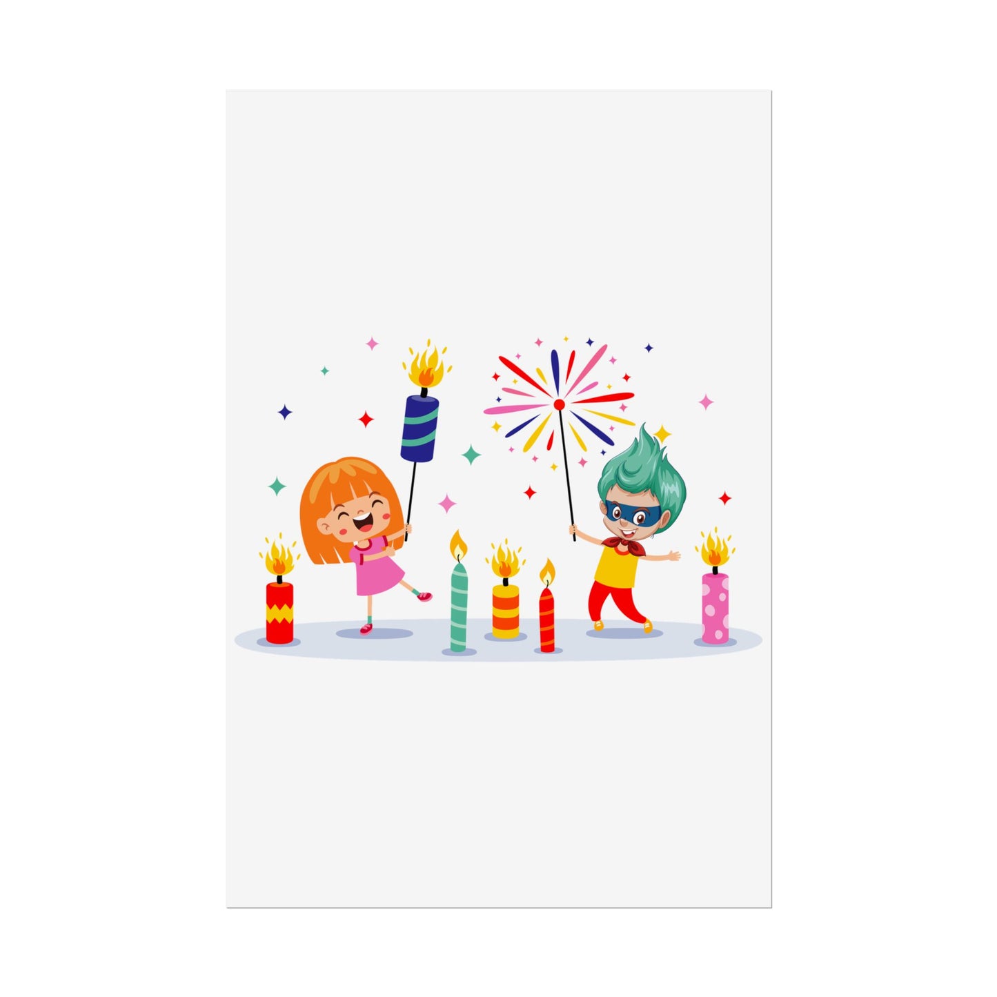 Rolled Posters - Super kiddo lighting fireworks - [[{"value":"Wonderwear Kid"}]]