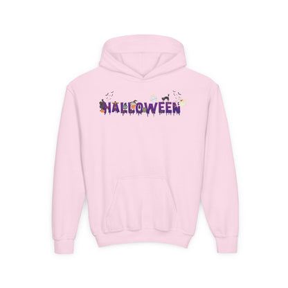 Youth Heavy Blend Hooded Sweatshirt - Holloween word Printify