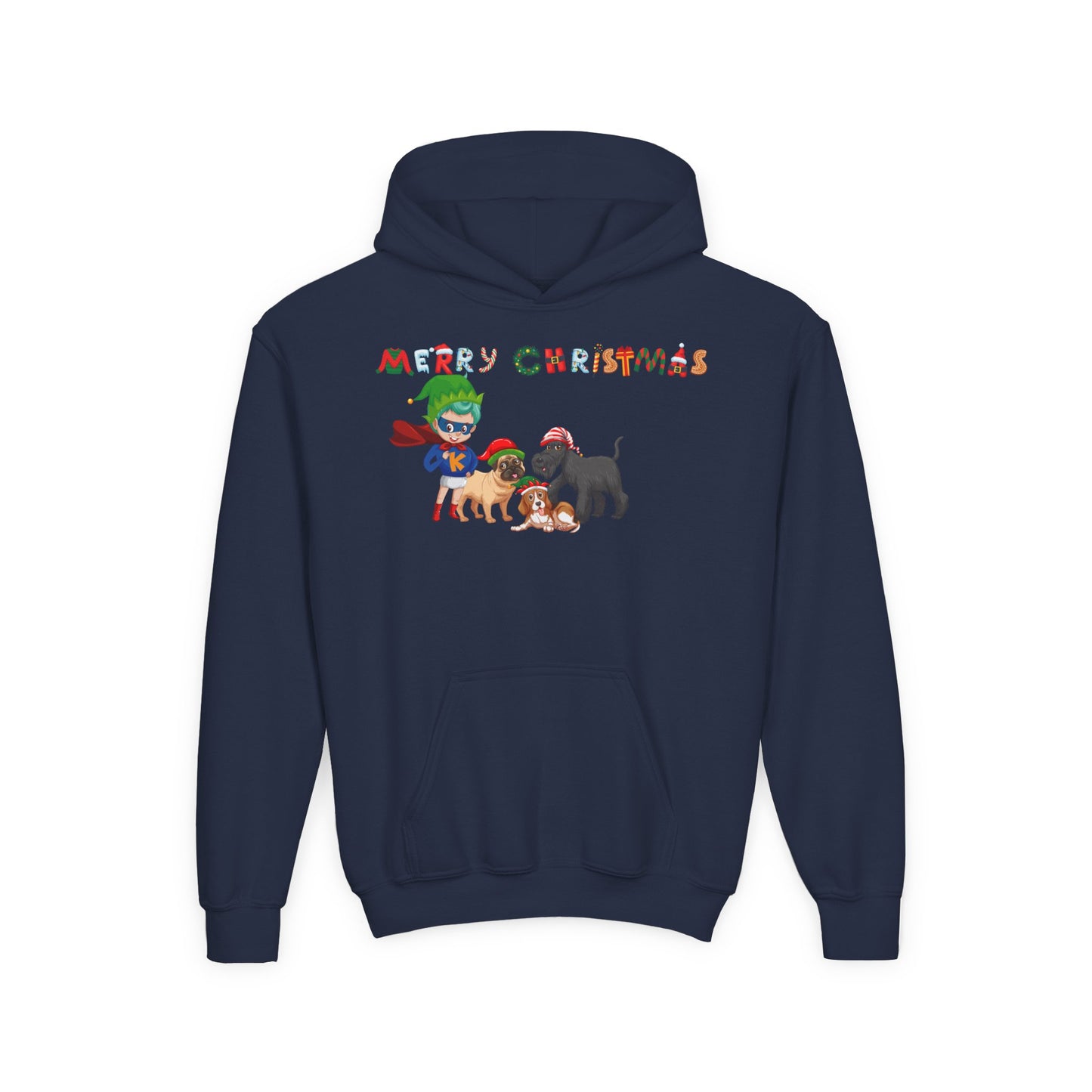 Youth Heavy Blend Hooded Sweatshirt - Super kiddo woith pet friends