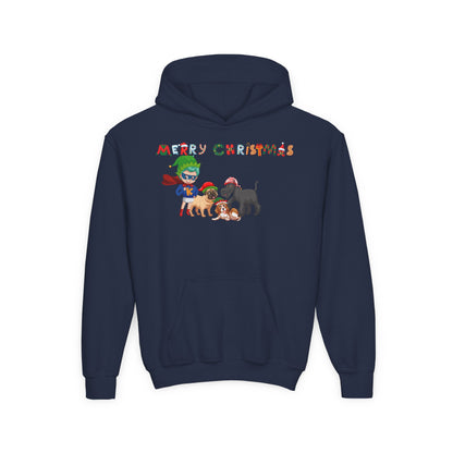 Youth Heavy Blend Hooded Sweatshirt - Super kiddo woith pet friends - [[{"value":"Wonderwear Kid"}]]