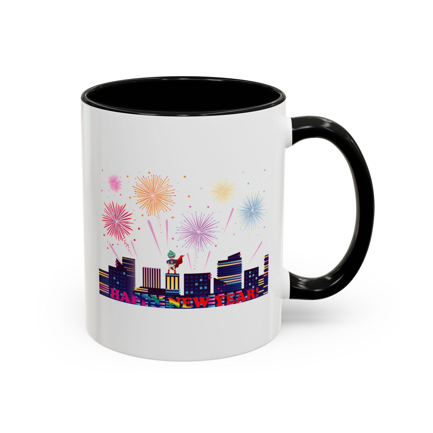 Accent Coffee Mug - Super kiddo with fireworks with text