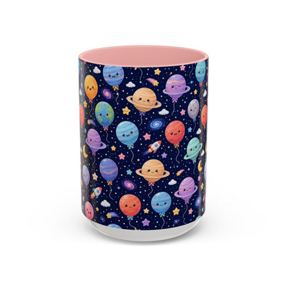 Accent Coffee Mug (11/15 oz) - Kawaii Space Balloon Planet