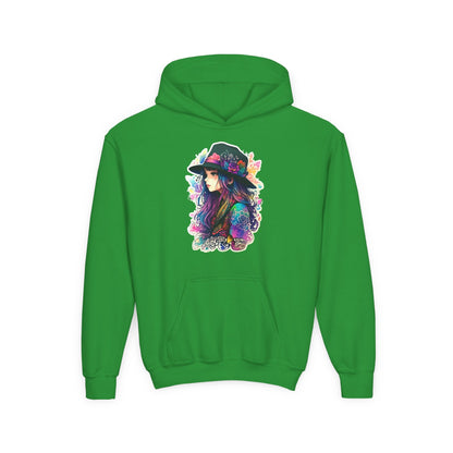 Youth Heavy Blend Hooded Sweatshirt - Beautiful Bohemian Floral Printify