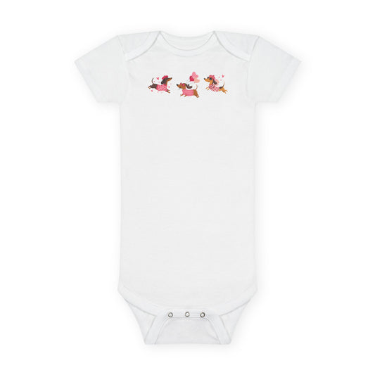 Infant Jersey One Piece - Valentines - Three Dachshund - [[{"value":"Wonderwear Kid"}]]