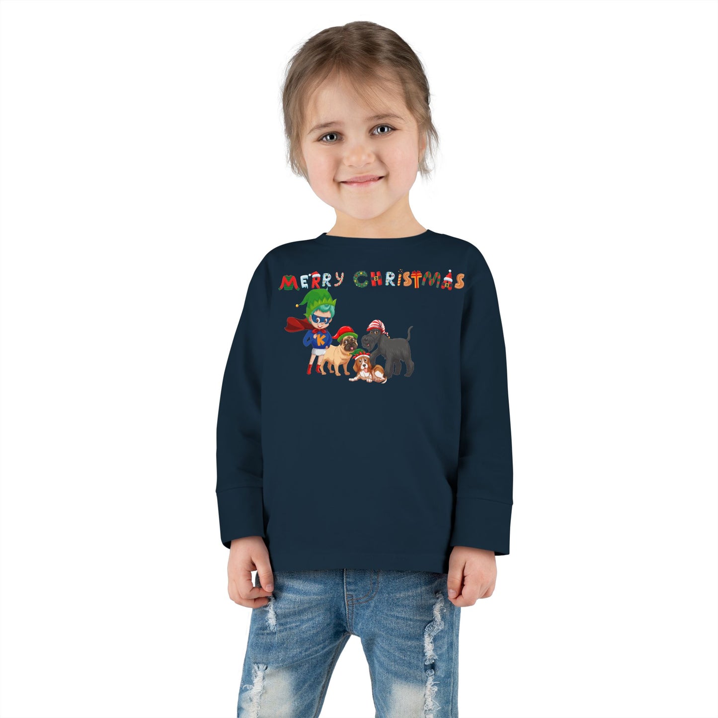 Toddler Long Sleeve Tee - Super kiddo woith pet friends - [[{"value":"Wonderwear Kid"}]]