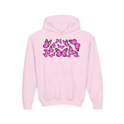 Youth Heavy Blend Hooded Sweatshirt -  Beautiful purple monarch Printify
