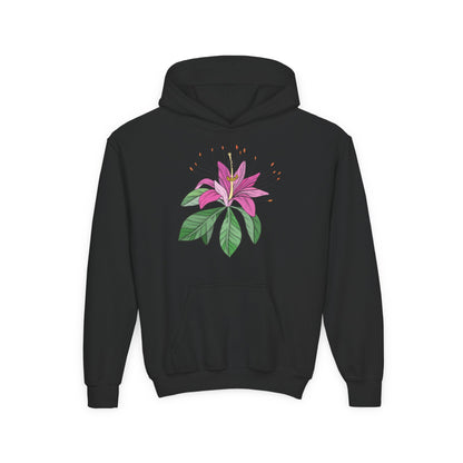 Youth Heavy Blend Hooded Sweatshirt - Purple flower Printify