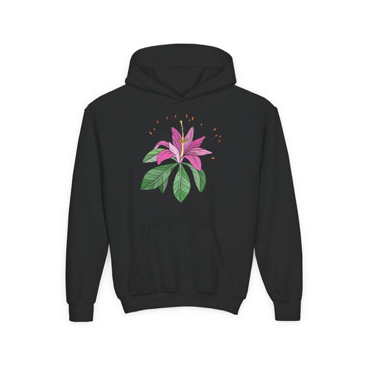 Youth Heavy Blend Hooded Sweatshirt - Purple flower Printify