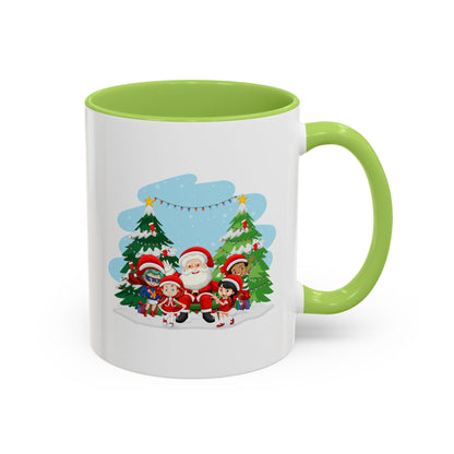 Accent Coffee Mug - Super kiddo with santa claus - [[{"value":"Wonderwear Kid"}]]