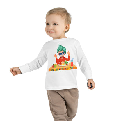 Toddler Long Sleeve Tee - Super kiddo eating healthy breafast - [[{"value":"Wonderwear Kid"}]]