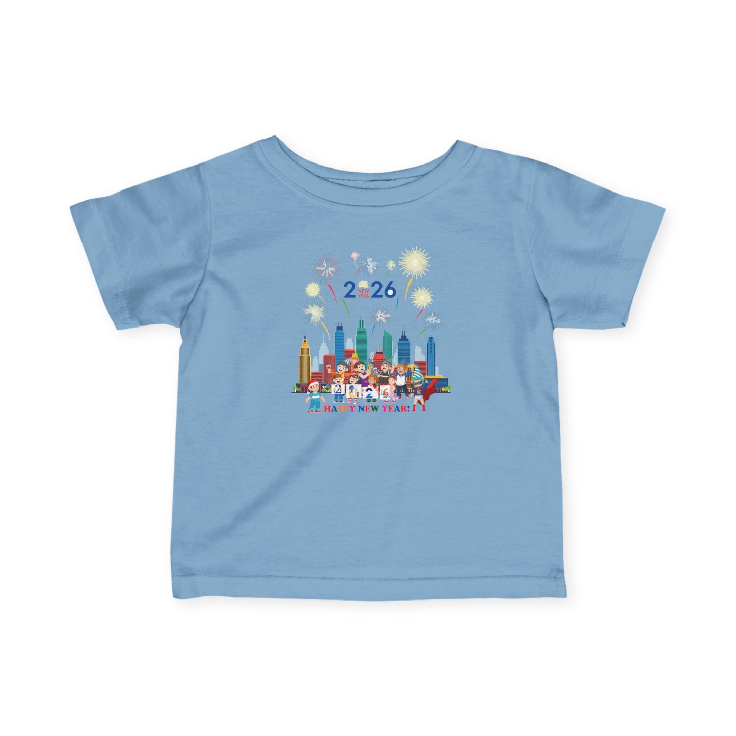 Infant Fine Jersey Tee - Happy new year with fireworks - [[{"value":"Wonderwear Kid"}]]