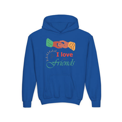 Youth Heavy Blend Hooded Sweatshirt - I love my friends Printify