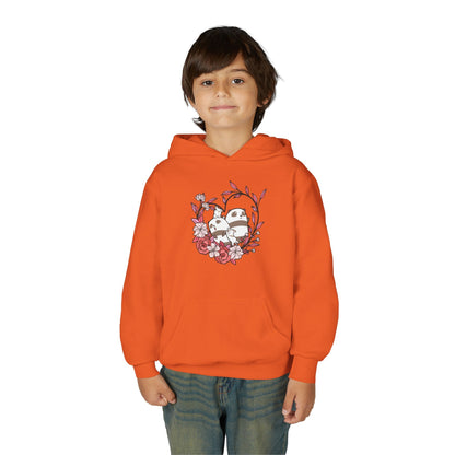 Youth Heavy Blend Hooded Sweatshirt - Panda and Cat love Printify
