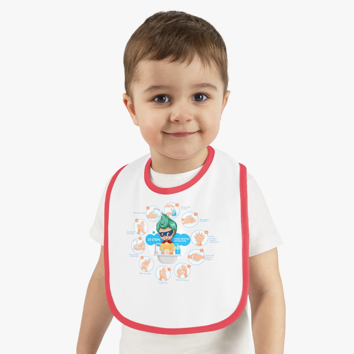 Baby Bib - Super kiddo hand washing steps