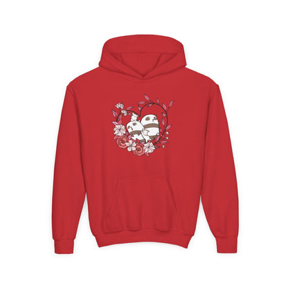 Youth Heavy Blend Hooded Sweatshirt - Panda and Cat love Printify