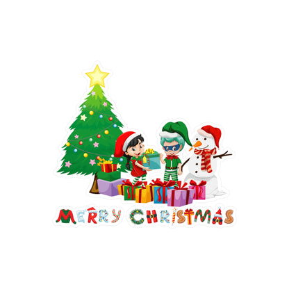 Christmas Kiss-Cut Vinyl Decals – Super kiddo preparing gifts - [[{"value":"Wonderwear Kid"}]]