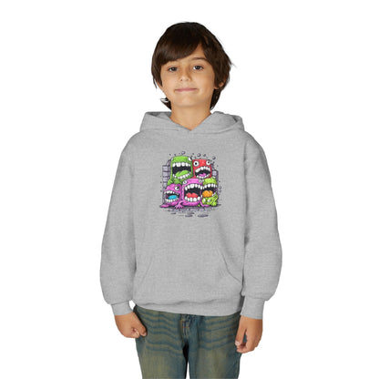 Youth Heavy Blend Hooded Sweatshirt - Cool monster character Printify