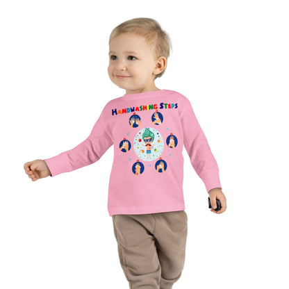 Toddler Long Sleeve Tee - Super kiddo how to wash hand properly - [[{"value":"Wonderwear Kid"}]]