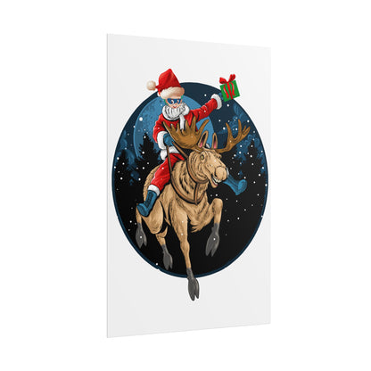 Rolled Posters - Super kiddo riding a reindeer - [[{"value":"Wonderwear Kid"}]]
