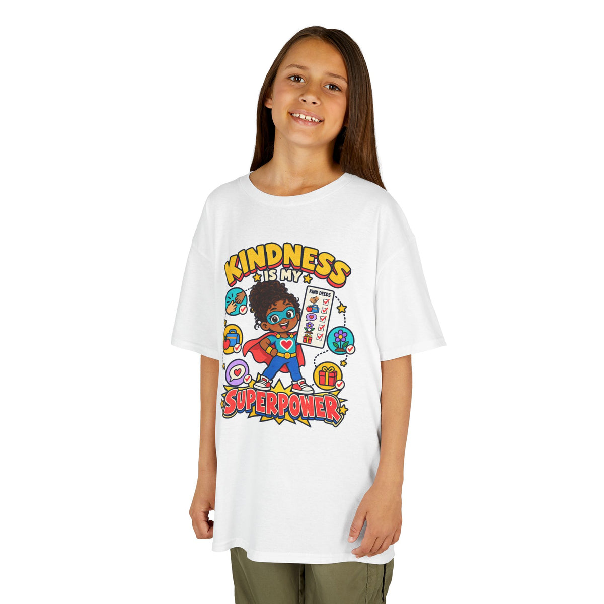 Kids Heavy Cotton™ Tee - Kindness Is My Superpower