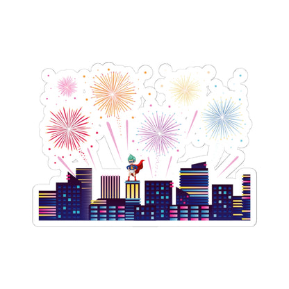 Kiss-Cut Stickers - Super kiddo with fireworks - [[{"value":"Wonderwear Kid"}]]