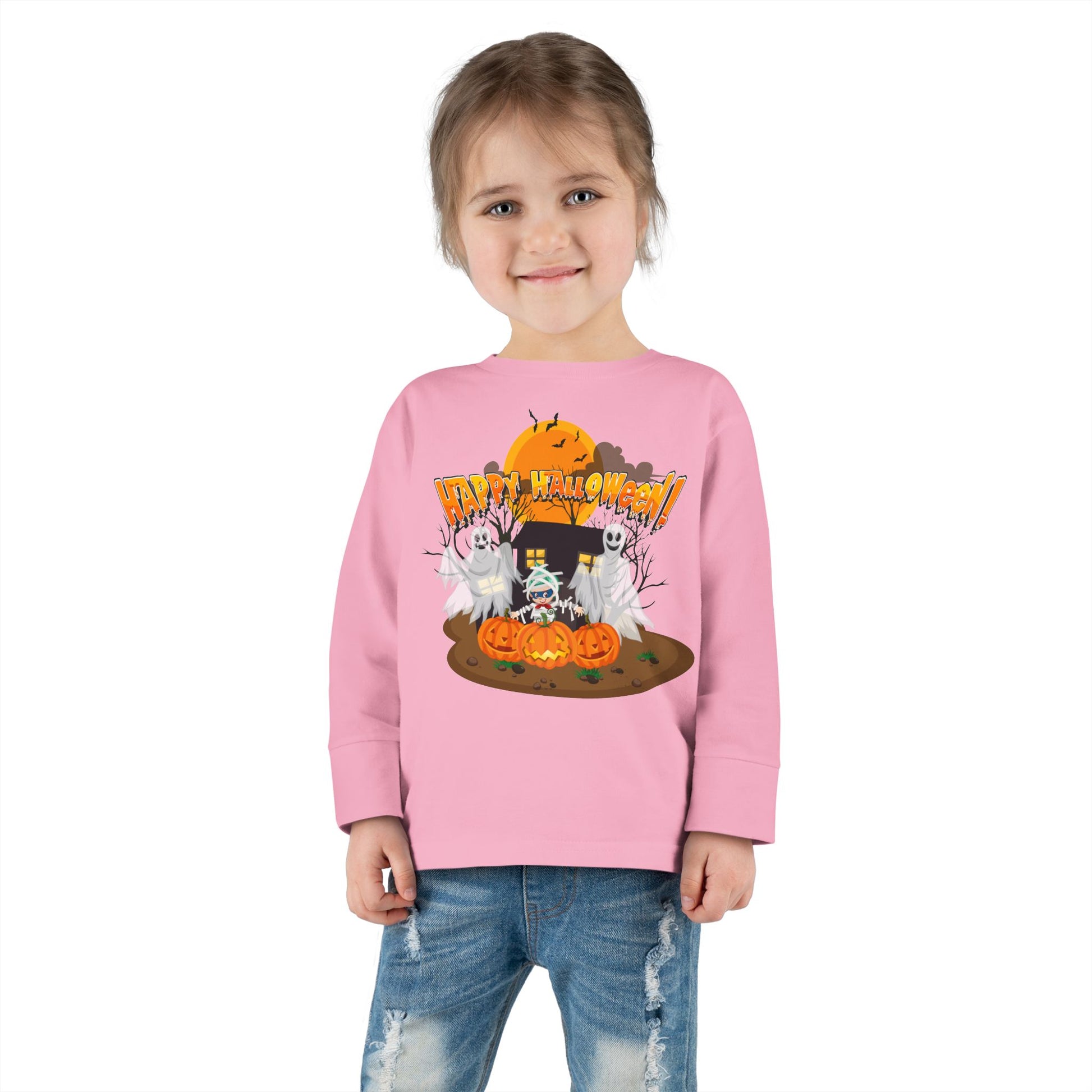 Toddler Long Sleeve Tee - Super kiddo with ghost - [[{"value":"Wonderwear Kid"}]]