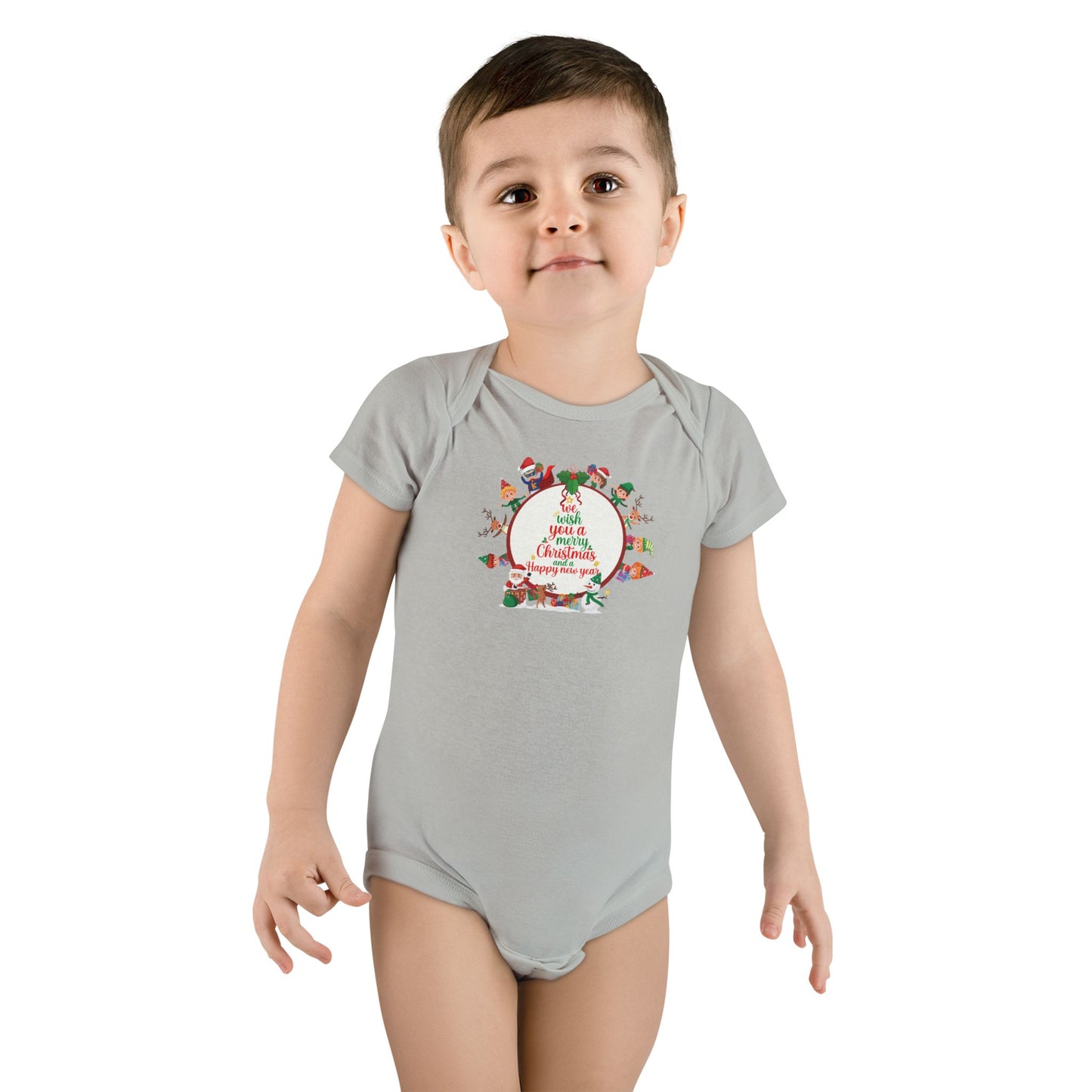 Baby Short Sleeve Onesie - We wish you a merry christmas