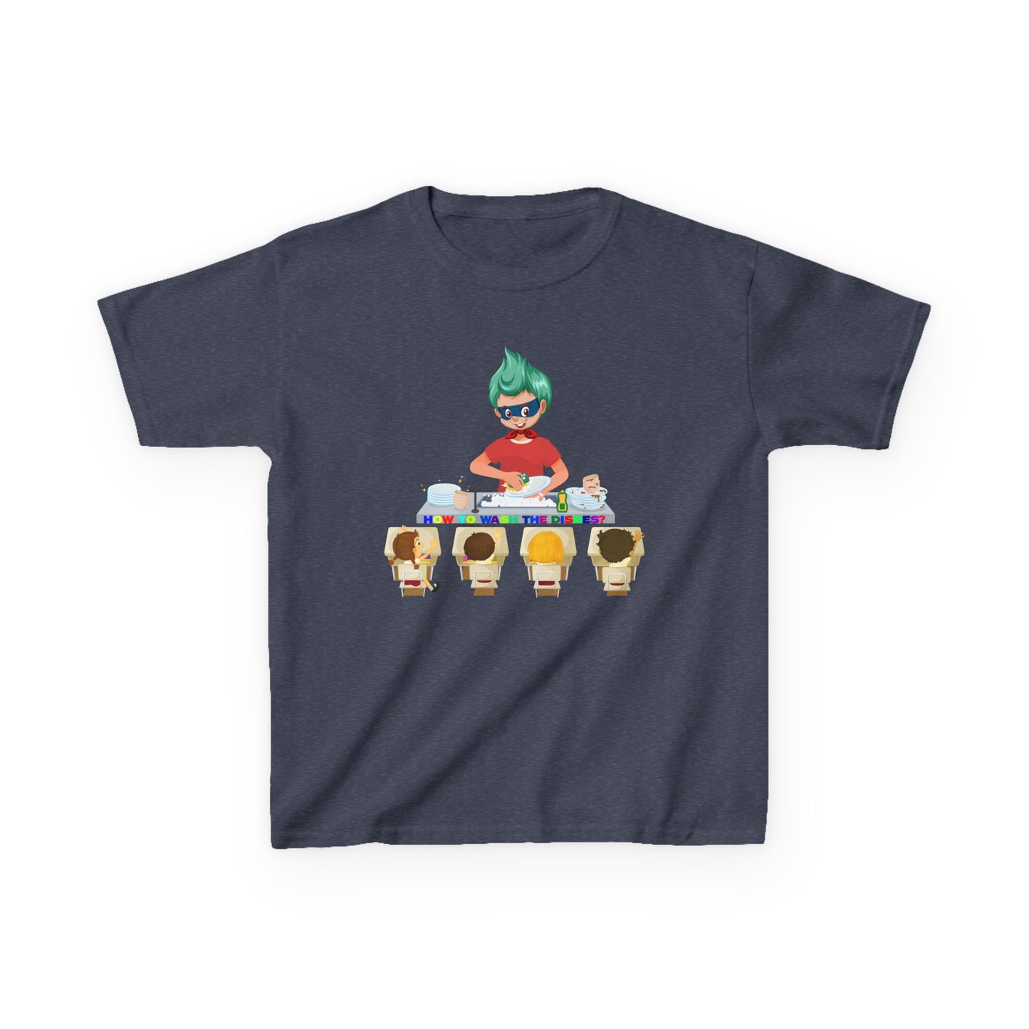 Kids Heavy Cotton™ Tee - Little kiddo teaching to wash dishes - [[{"value":"Wonderwear Kid"}]]