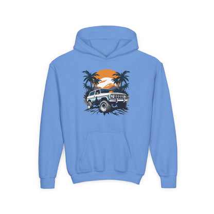 Youth Heavy Blend Hooded Sweatshirt - Off road car Printify