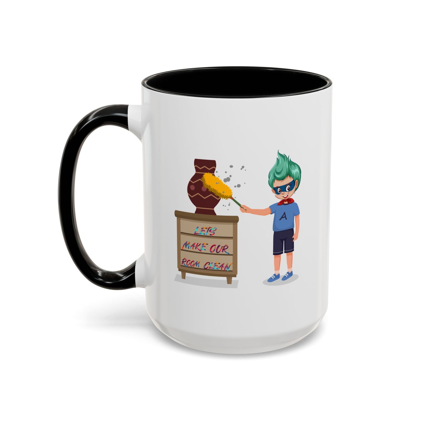 Accent Coffee Mug - Super kiddo cleaning a vase