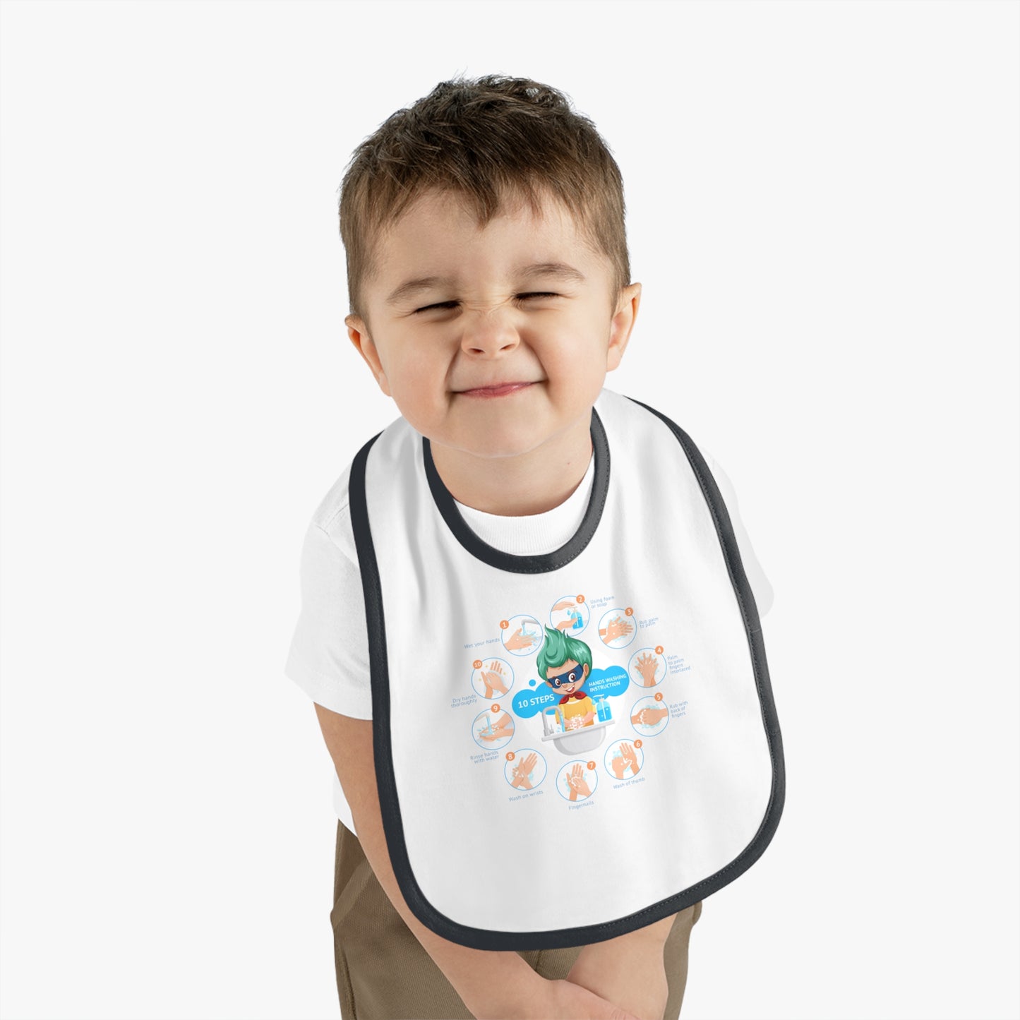 Baby Bib - Super kiddo hand washing steps