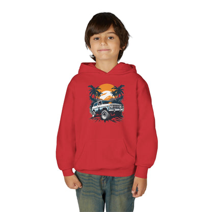 Youth Heavy Blend Hooded Sweatshirt - Off road car Printify