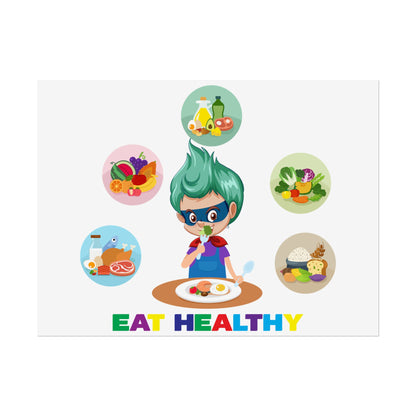Rolled Posters - Supper kiddo showing healthy food to eat - [[{"value":"Wonderwear Kid"}]]