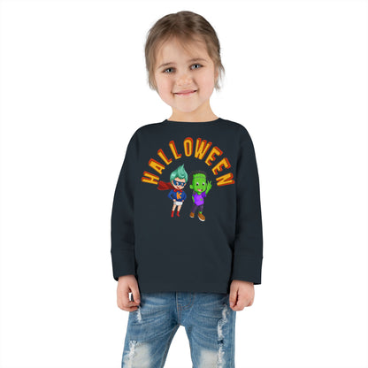 Toddler Long Sleeve Tee - Holloween with super kiddo Printify