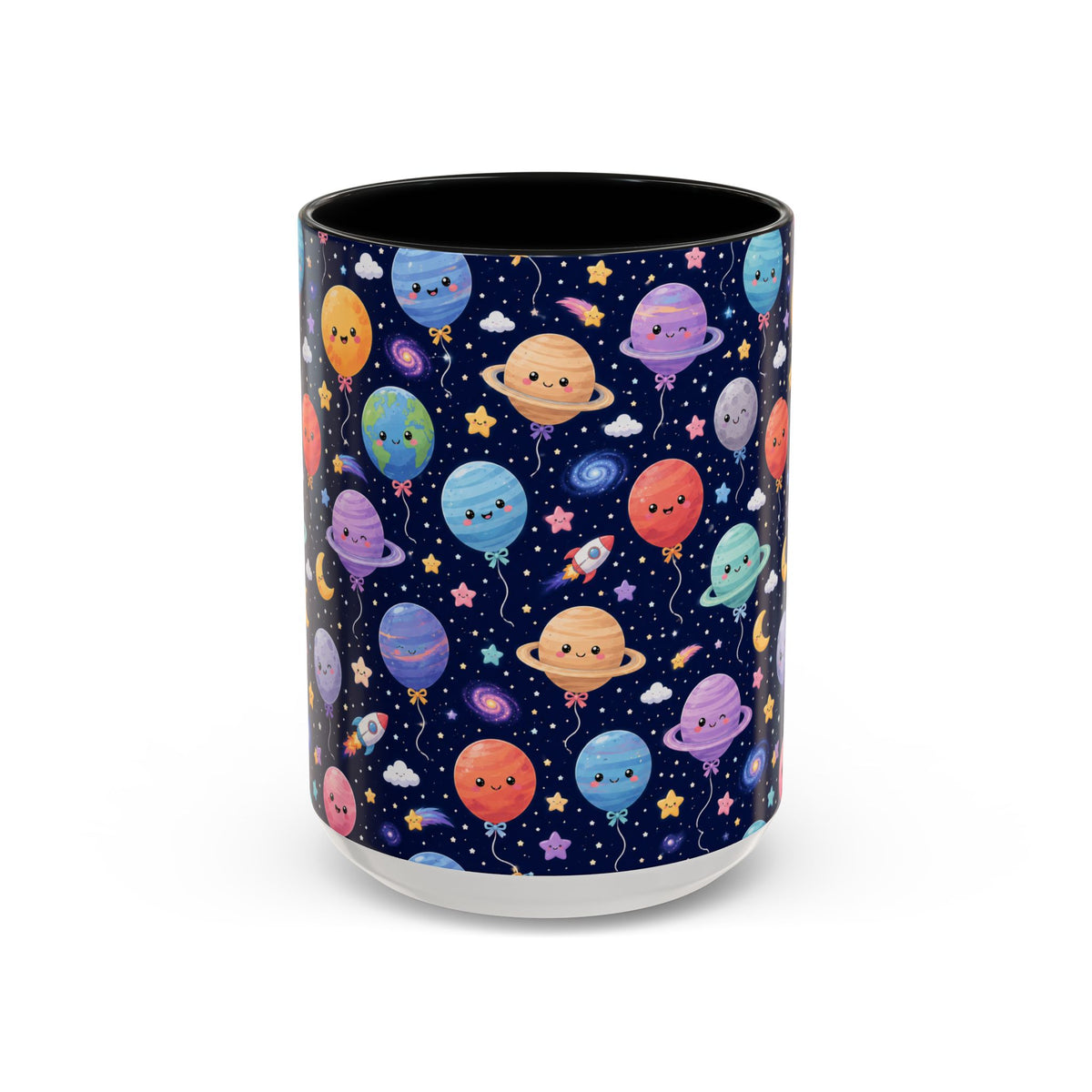 Accent Coffee Mug (11/15 oz) - Kawaii Space Balloon Planet