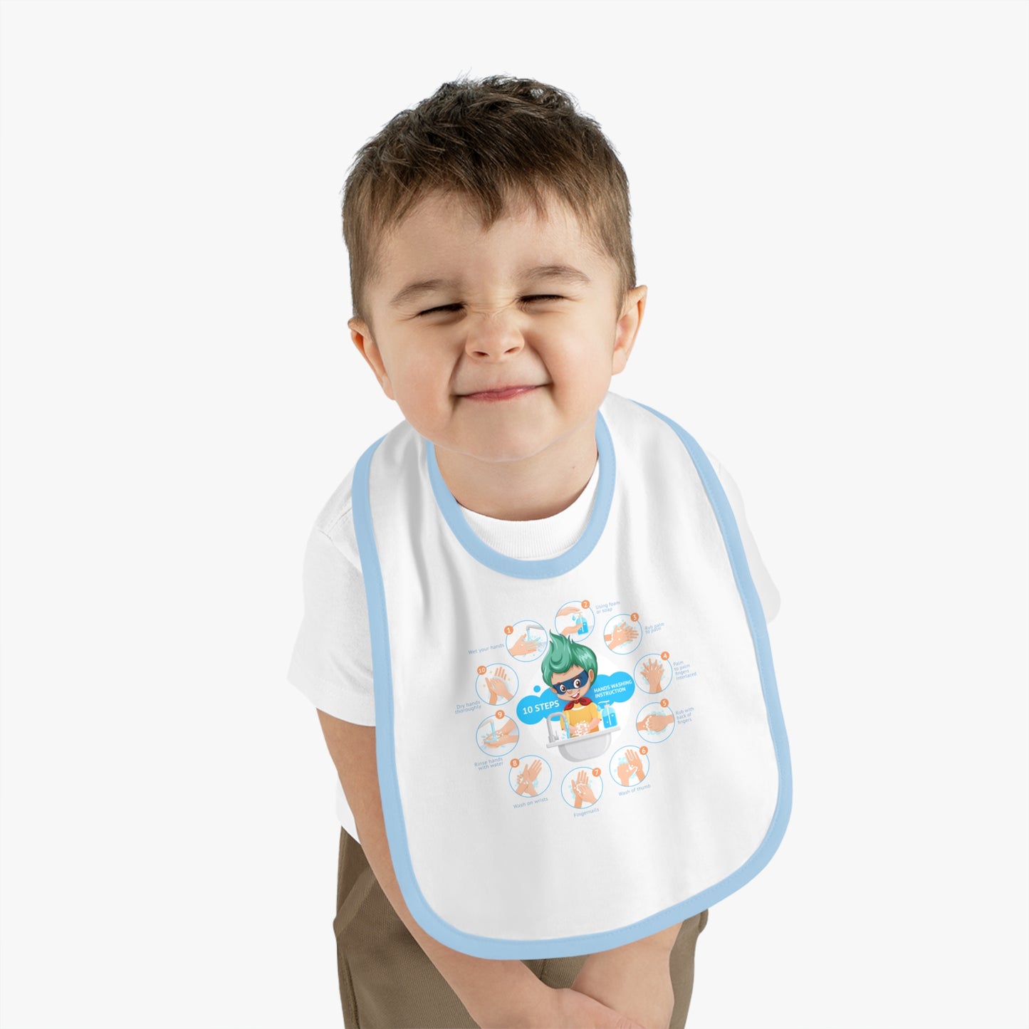 Baby Bib - Super kiddo hand washing steps