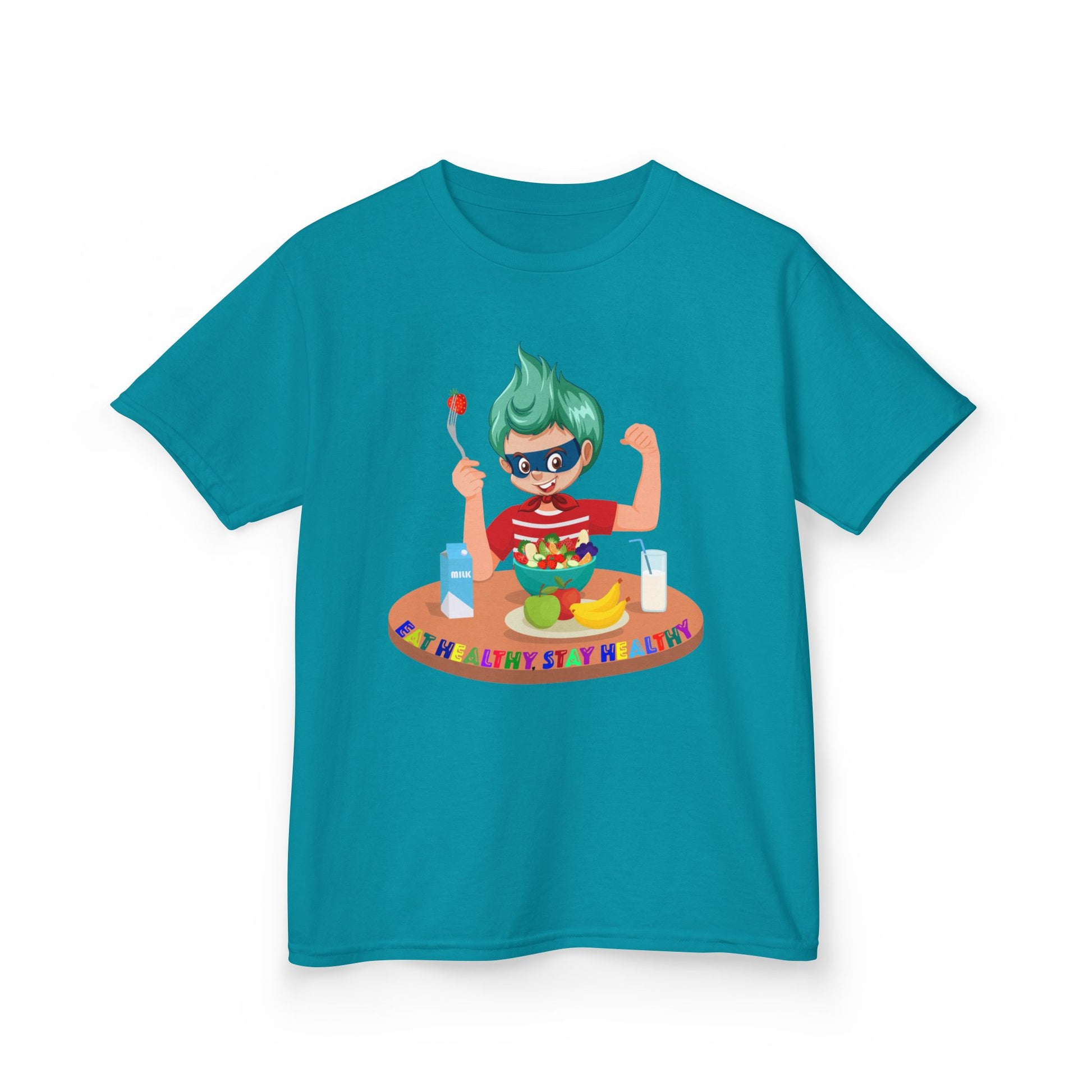 Kids Heavy Cotton™ Tee - super kiddo eating healthy food - [[{"value":"Wonderwear Kid"}]]