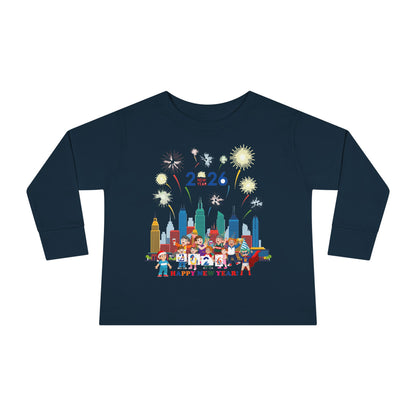 Toddler Long Sleeve Tee - Happy new year with fireworks - [[{"value":"Wonderwear Kid"}]]
