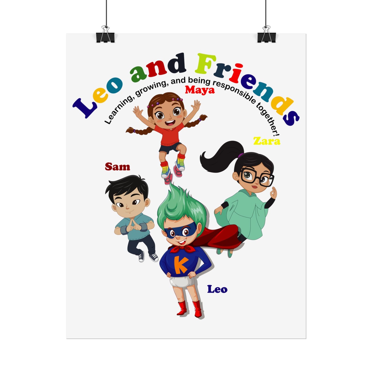 Rolled Posters - Leo & Friends - Learning and growing - [[{"value":"Wonderwear Kid"}]]