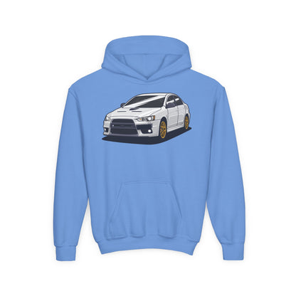Youth Heavy Blend Hooded Sweatshirt - White car Printify