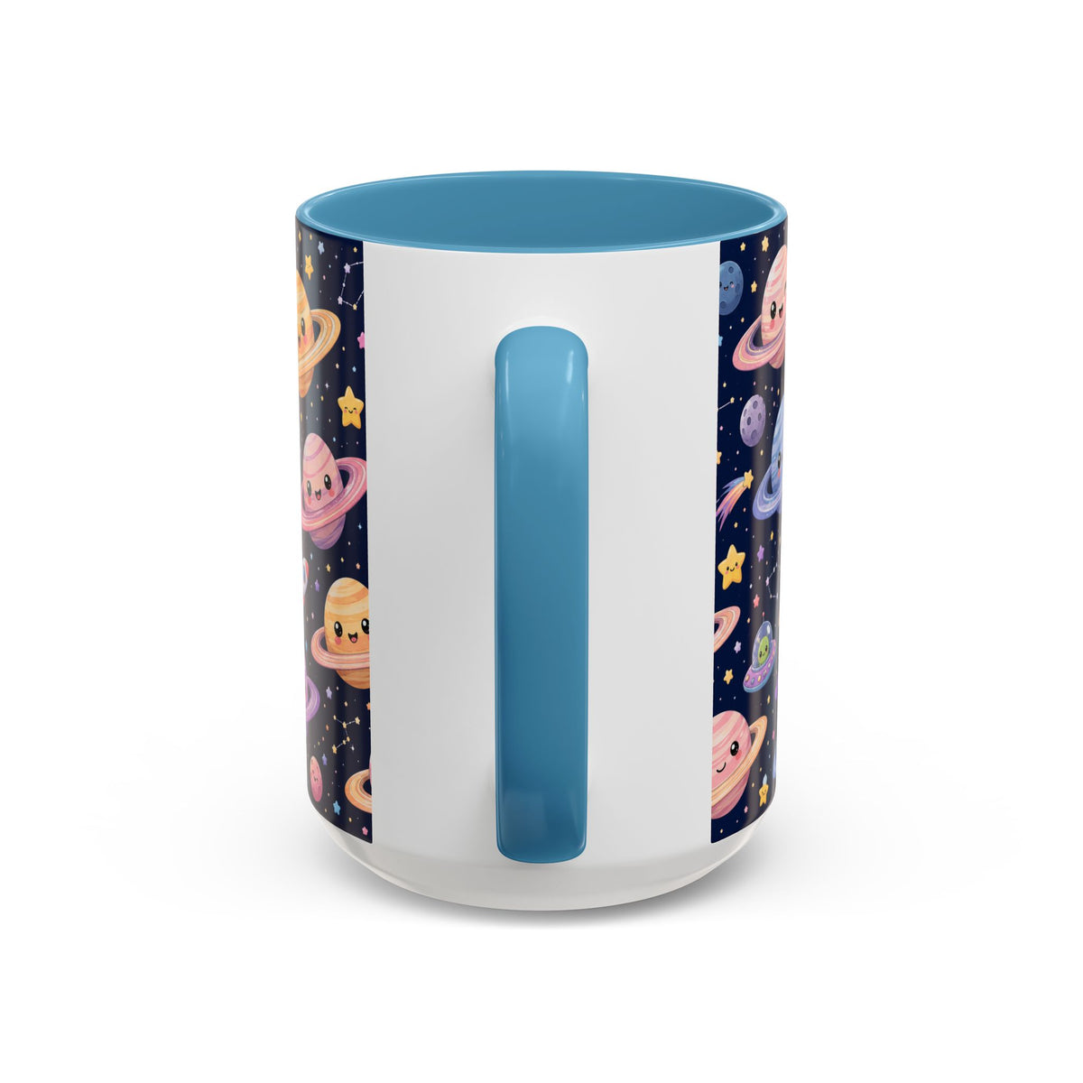 Accent Coffee Mug  (11/15 oz) - Kawaii Saturns in a Starry Space