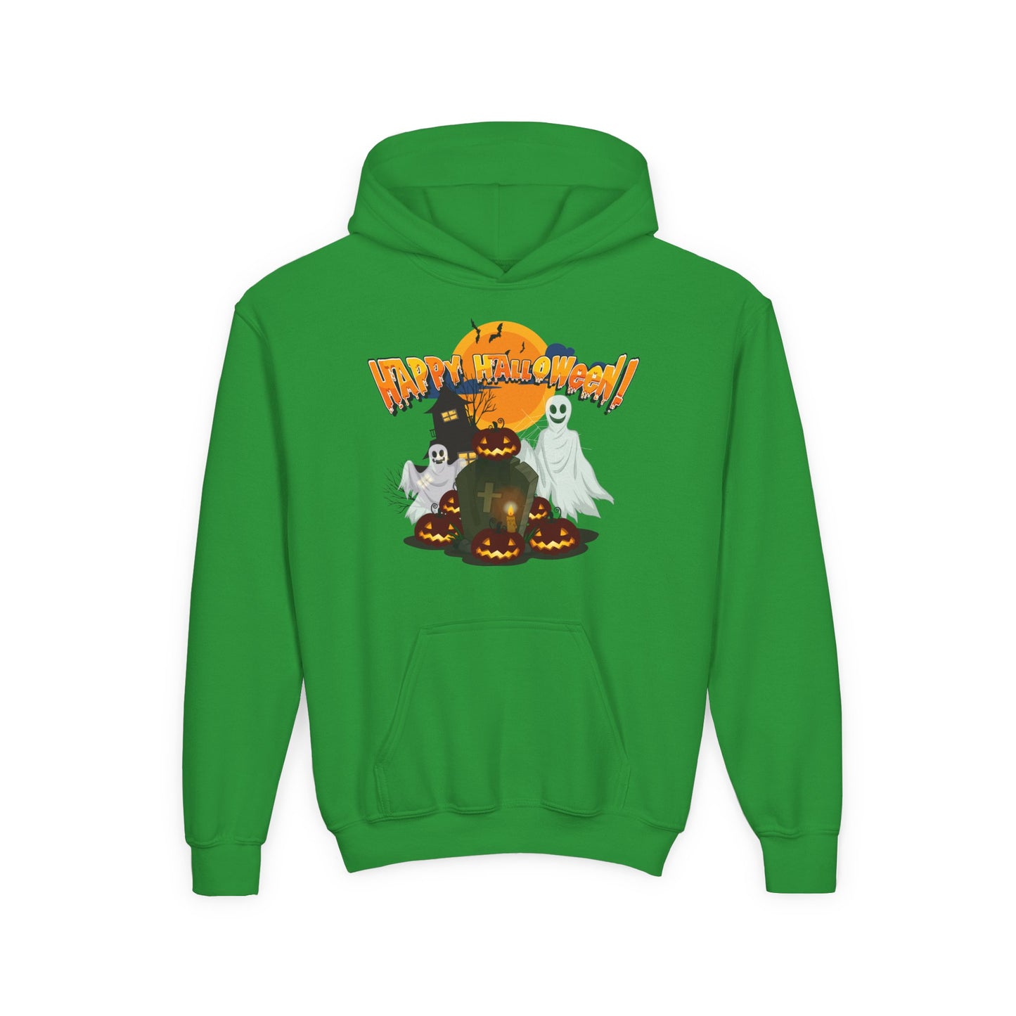 Youth Heavy Blend Hooded Sweatshirt - Happy holloween - cemetery
