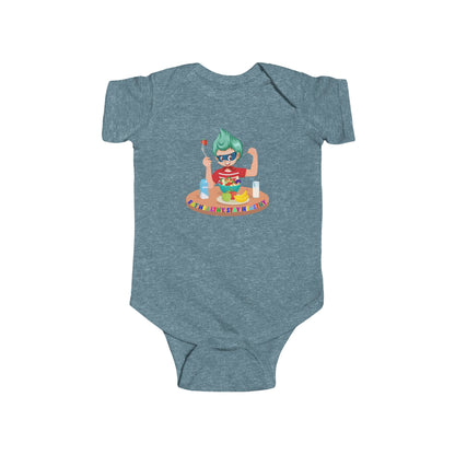 Infant Bodysuit - super kiddo eating healthy food - [[{"value":"Wonderwear Kid"}]]